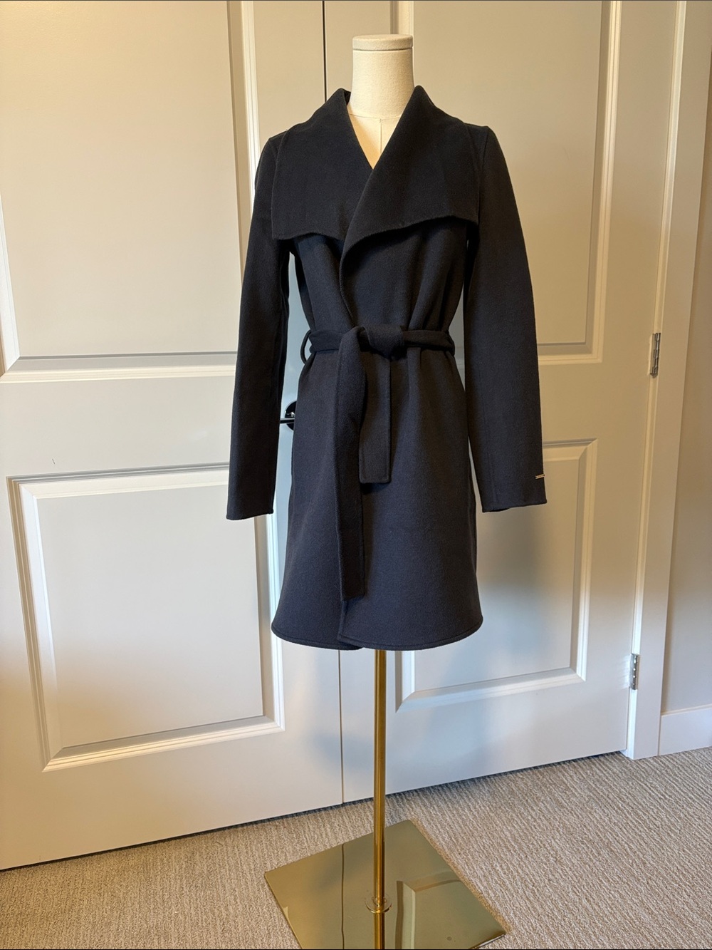 Tahari charcoal gray wrap coat